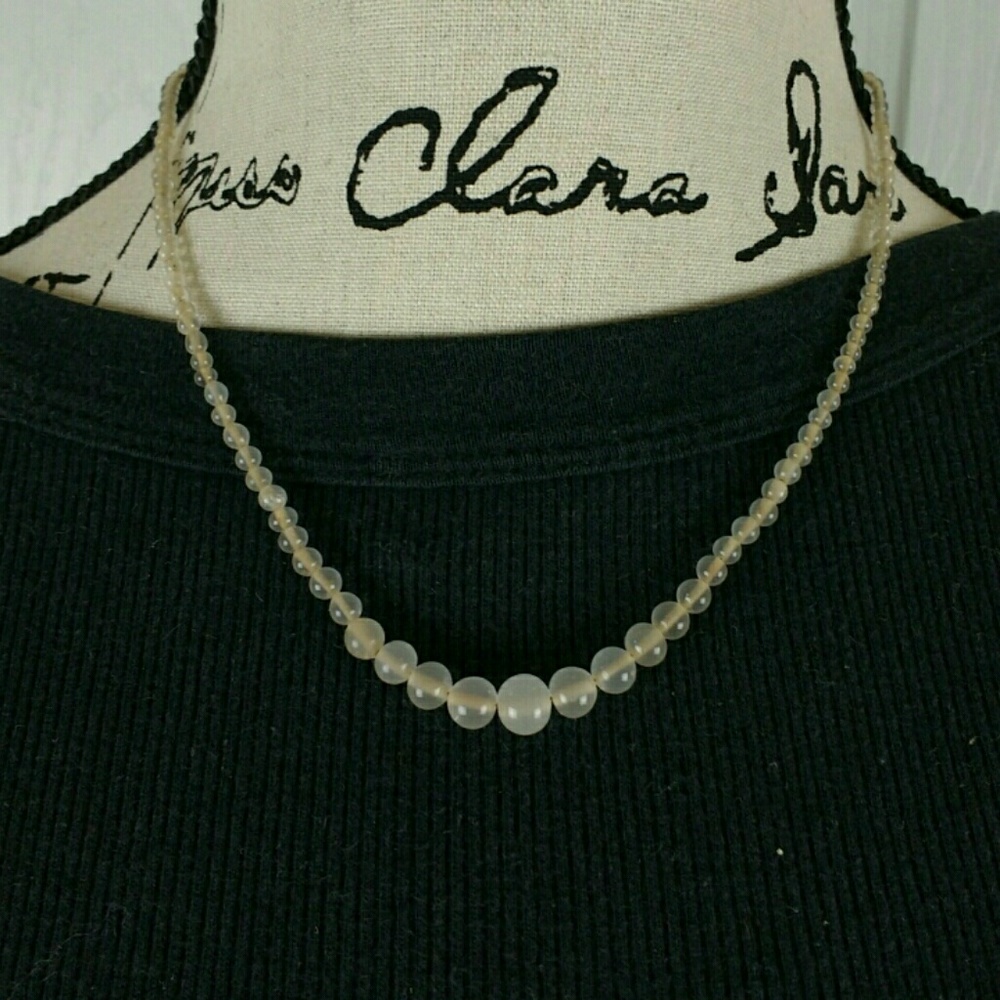 Vintage translucent beaded necklace, 17" long
